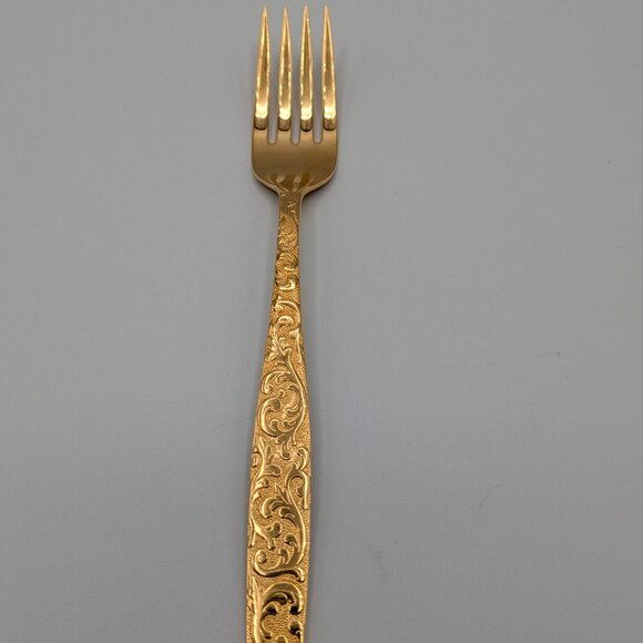 Americana Golden Heritage Flatware Golden Scroll 6 Dinner Forks 6.75" Vintage - Picture 9 of 14